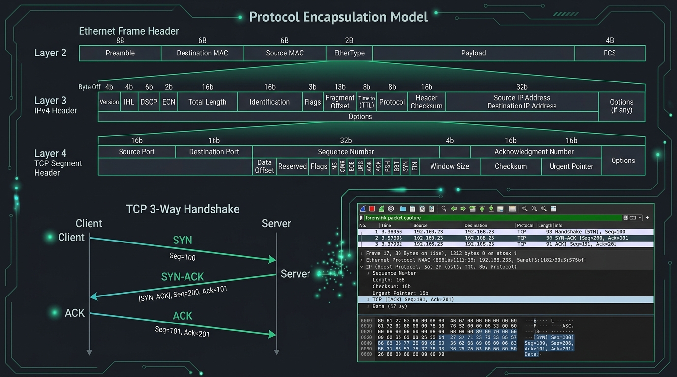 TCP/IP Protocol Encapsulation & Packet Dissection Model